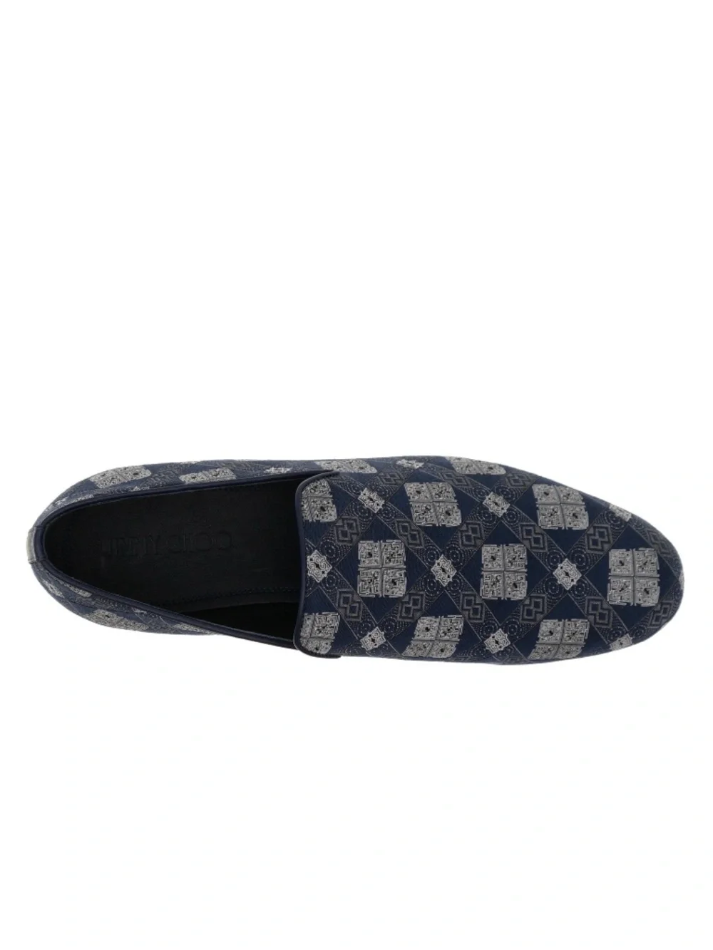 Jimmy Choo Sloane Loafer Shoes Blue Bandana Fabric Slip-On Size 11.5 New